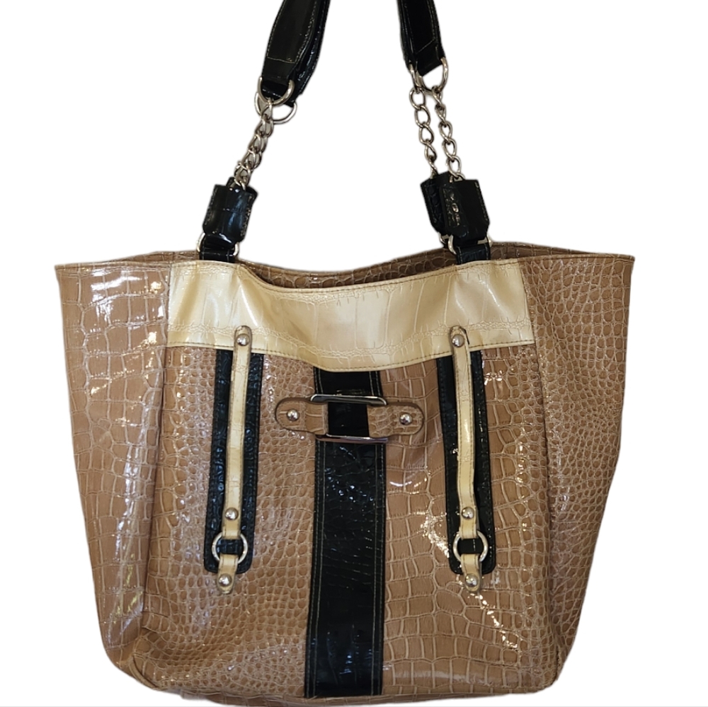 Zoe Blu Vinyl Large Tote Bag. Size 18x12"